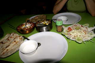 Mix Vegetable, Alu Dam, Tandoori Roti, Naan, Green Salad